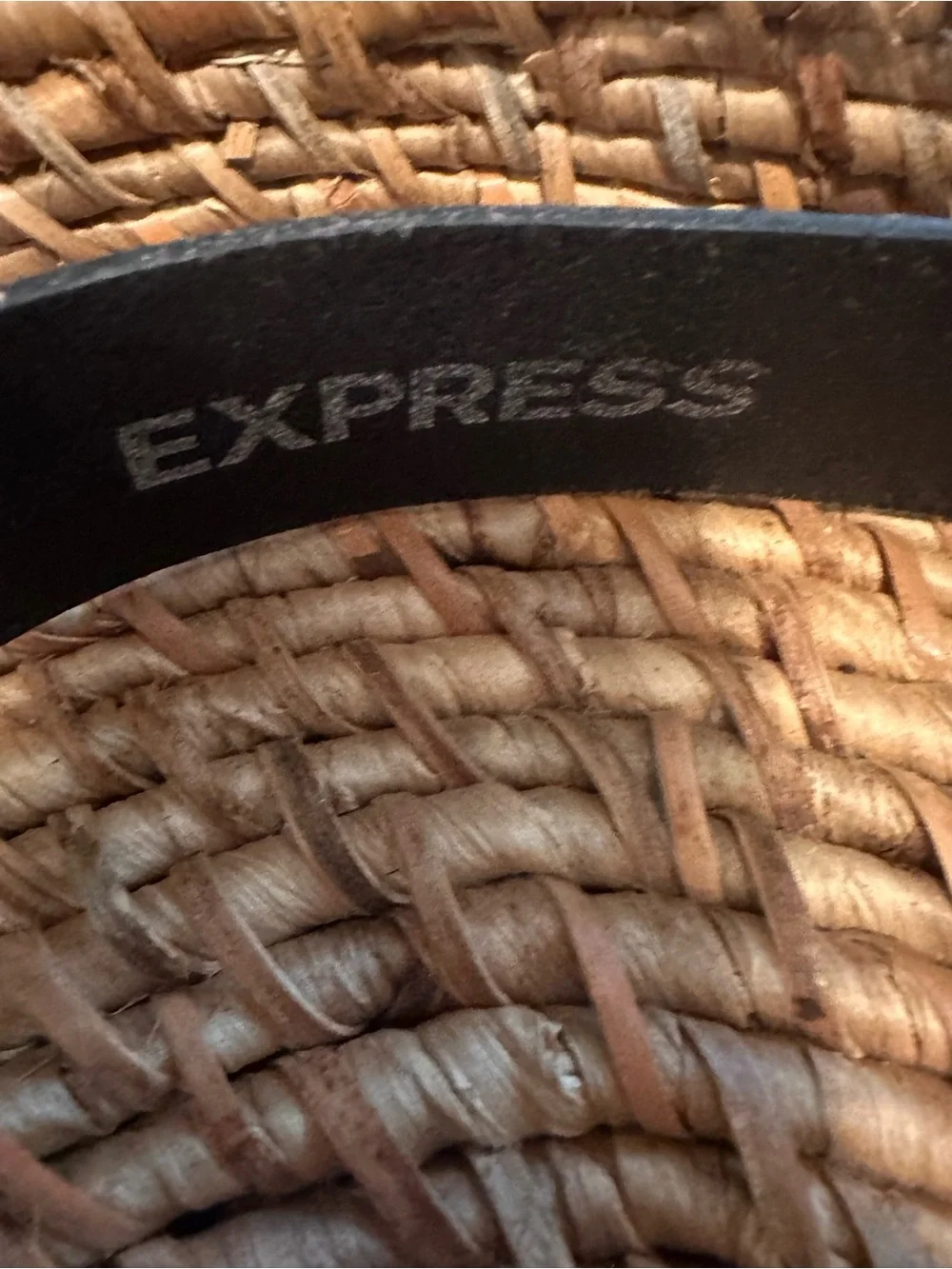 Express Black Leather Women's Belt with Double Silver Rings Size S